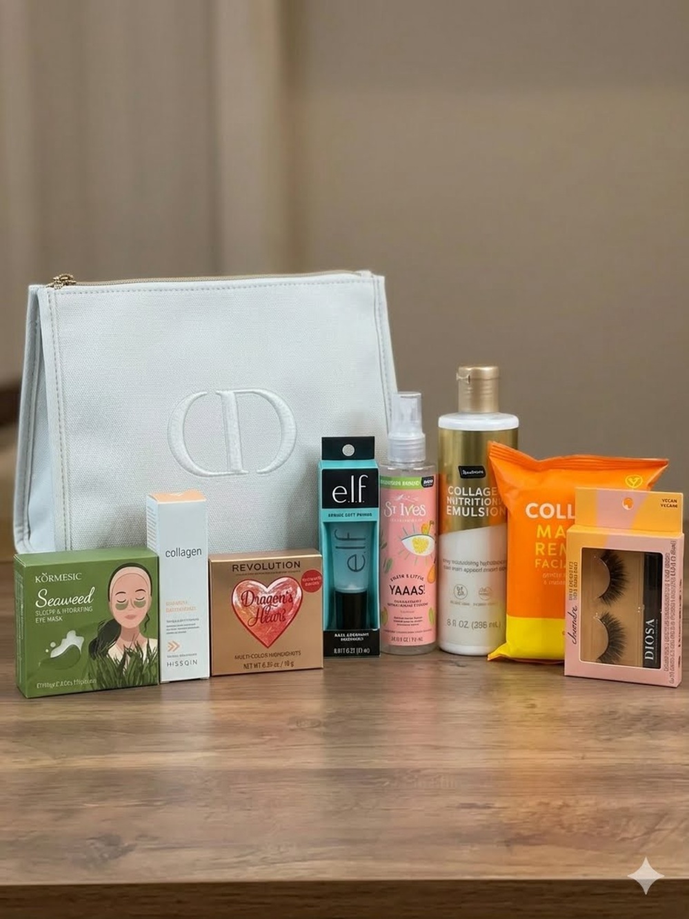 Dior Cosmetic Pouch with Beauty & Glow Bundle